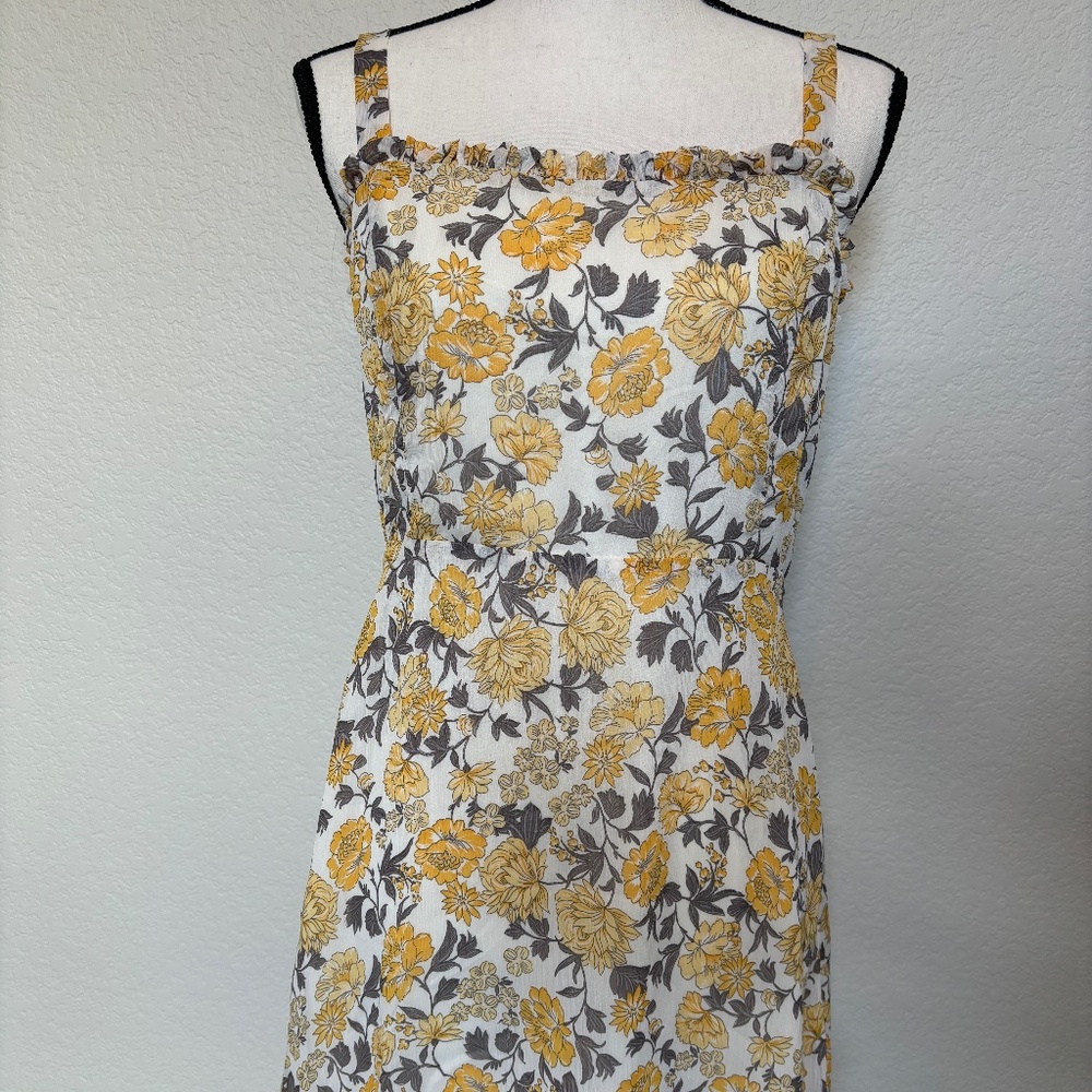 NWOT LUSH Brand Yellow Floral Ruffle Mini Dress